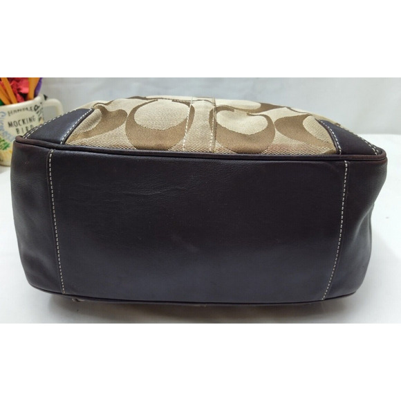 Coach Chelsea Signature Brown Canvas Leather Trim Double Handles Shoulder Bag - Picture 7 of 16
